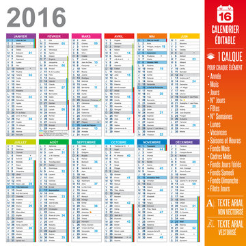 Calendrier 2016 - Multicalques 