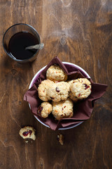 Biscuits in a bowl with coffee