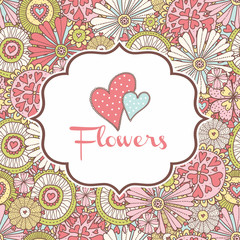 Fototapeta na wymiar Cute postcard with flowers.