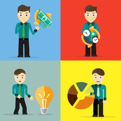 Set of businessman pose character concepts