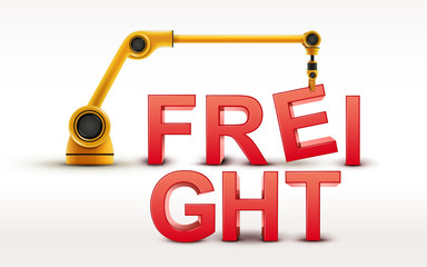 industrial robotic arm building FREIGHT word