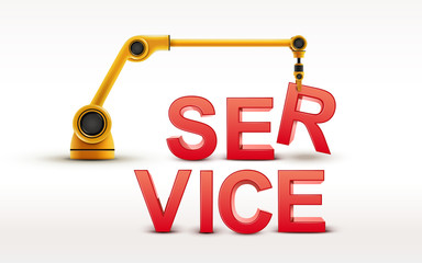 industrial robotic arm building SERVICE word