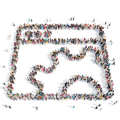 people in the shape of gears.