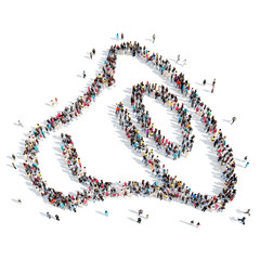 people in the shape of speaker.