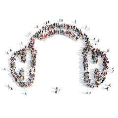 people in the shape of headphones.