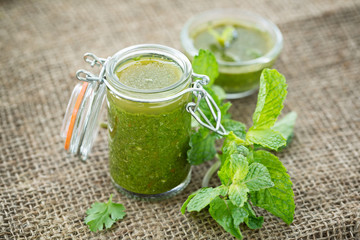 chutney menthe et coriandre, sauce indienne