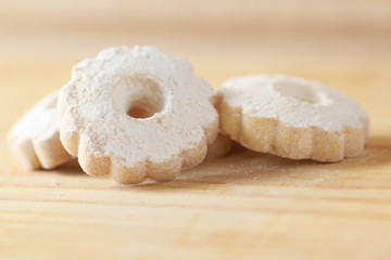 Fototapeta na wymiar Italian Canestrelli cookies sprinkled with sugar