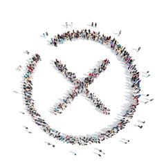 people in the shape of a check mark.