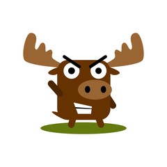 Cute moose with large eyes cartoon expressions set