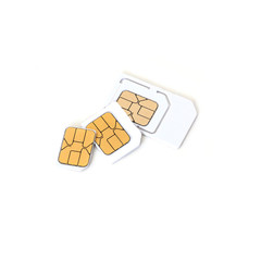 Simcard and micro simcard for cellphone on white background