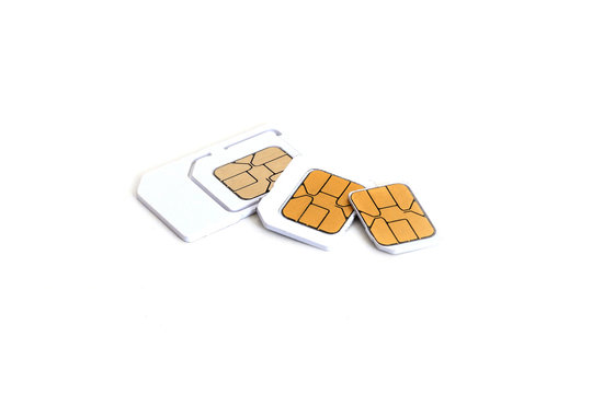 Simcard and micro simcard for cellphone on white background