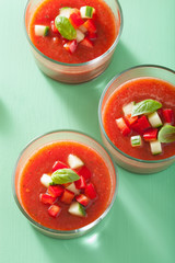 cold gazpacho soup in glass