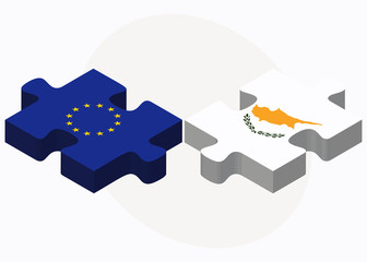 European Union and Republic of Cyprus Flags in puzzle