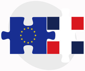 European Union and Dominican Republic Flags in puzzle