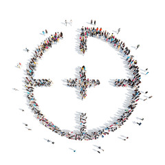 people in the shape of a target.