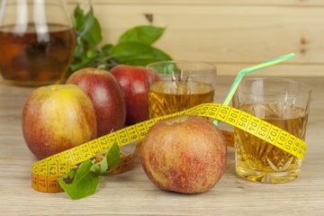 diet food, apple juice, vegetables and fruits
