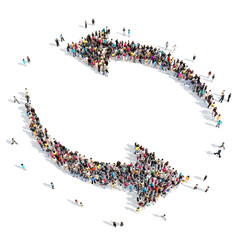 People in the form of arrows.