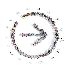 People in the form of arrows.