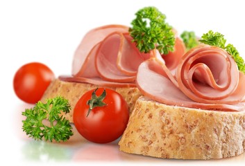 Bread, small, jamon.