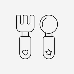 baby spoon and fork line icon