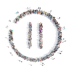 people in the shape of a button play.