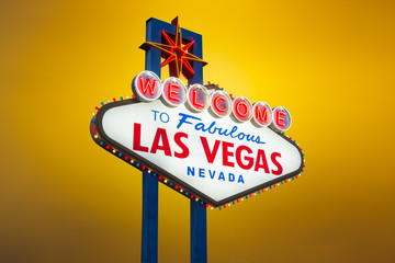 Welcome to fabulous Las Vegas neon sign at night
