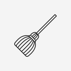 witch broom line icon