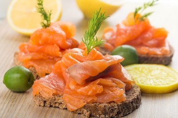 Salmon, Smoked Salmon, Appetizer.