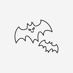 halloween bat line icon