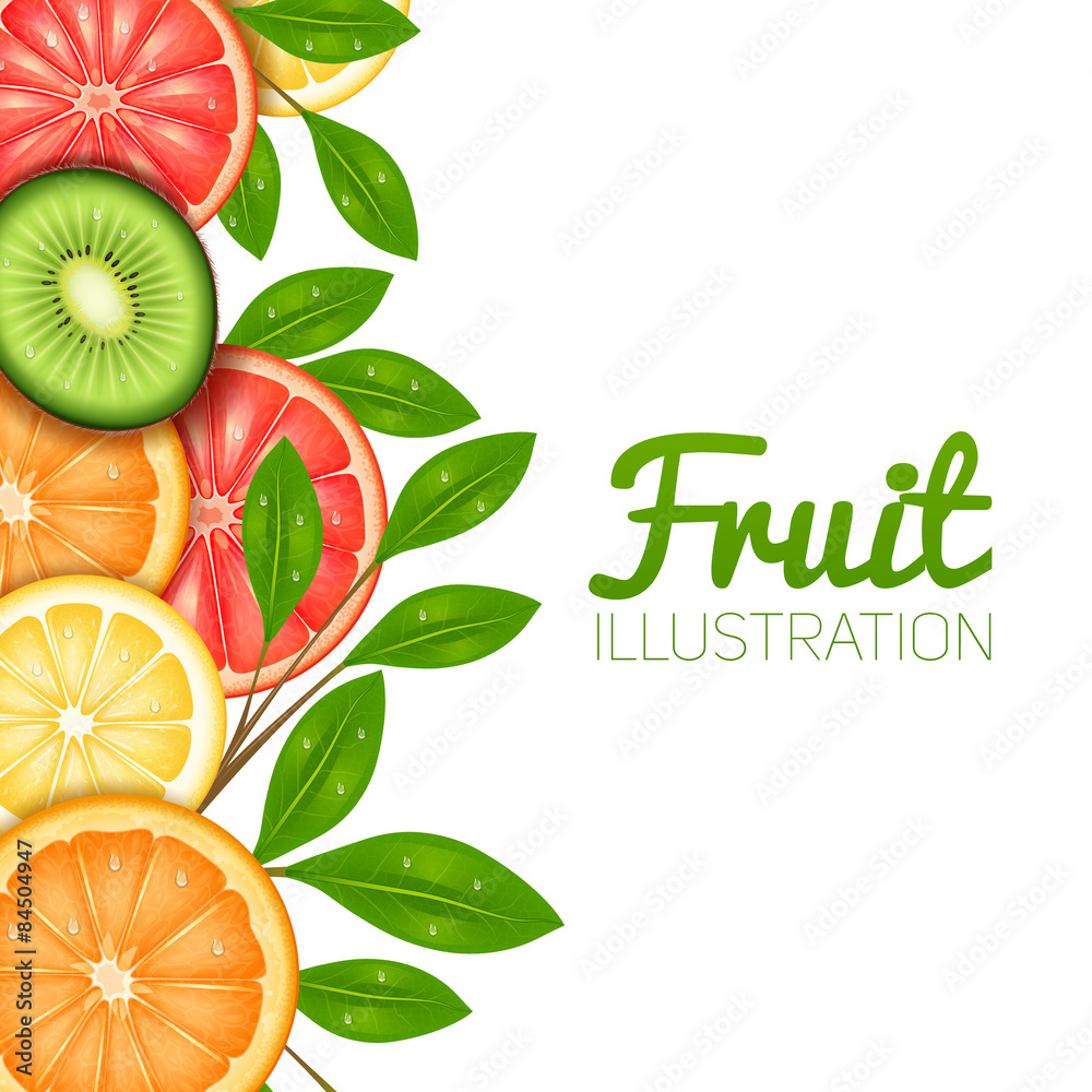 Poster summer fruit illustration