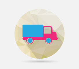 truck flat icon on geometric background