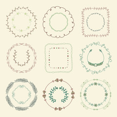 Colorful Hand Sketched Frames, Borders, Design Elements