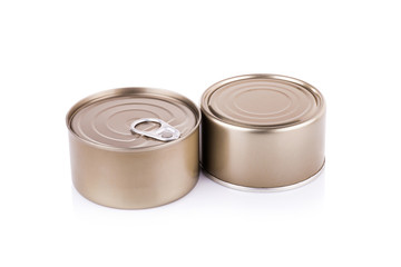 Aluminum can on a white background