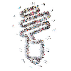 people in the shape of a lamp.