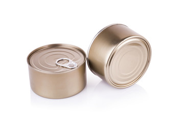 Aluminum can on a white background