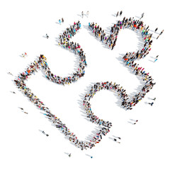  people in the shape of a puzzle.