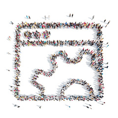 people in the shape of gears.