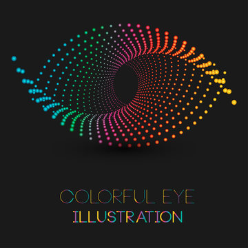 Fototapeta Abstract eye illustration with colorful dotted design concept