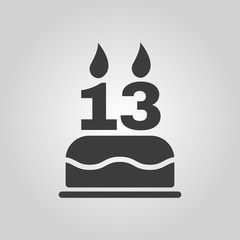 The birthday cake with candles in the form of number 13 icon