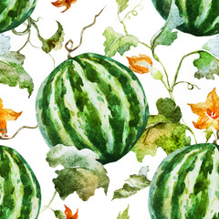 Watercolor watermelon melon pattern