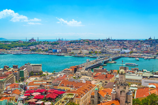Golden Horn view from Galata tower, Istanbul, Turkey