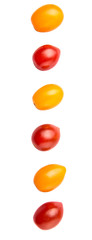 Yellow and red grape tomato over white background