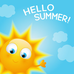 Cartoon Sun with summer word 