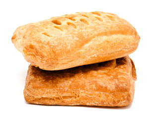 Two fresh puff pastry isolated on a white