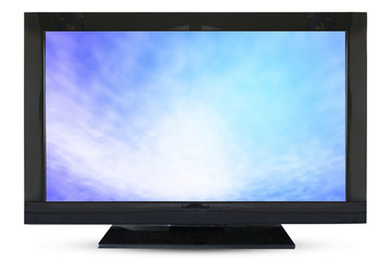 Television monitor texture sky isolated on white background.