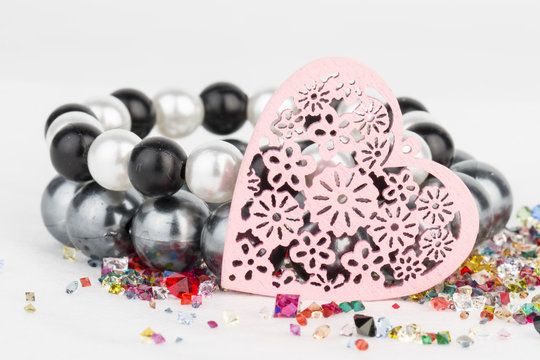 Homemade bead jewelry - Stock Image.