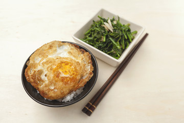 Closeup Fried vegetable and rice with egg
