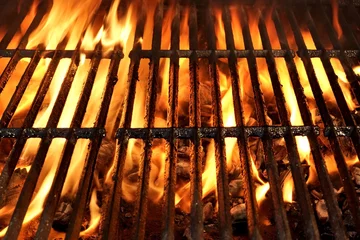 Papier Peint photo Lavable Grill / Barbecue Fond de gril à charbon de bois barbecue enflammé