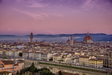 Fototapeta premium View of Florence after sunset from Piazzale Michelangelo, Florence, 