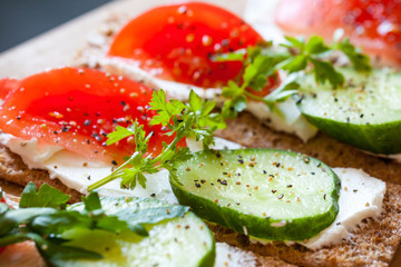 Healthy food, breakfast sandwiches